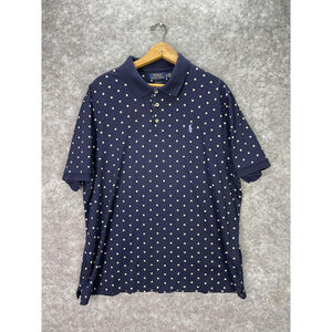 Polo Ralph Lauren Polo Shirt Mens XL Navy Polka Dot Classic Fit Cotton